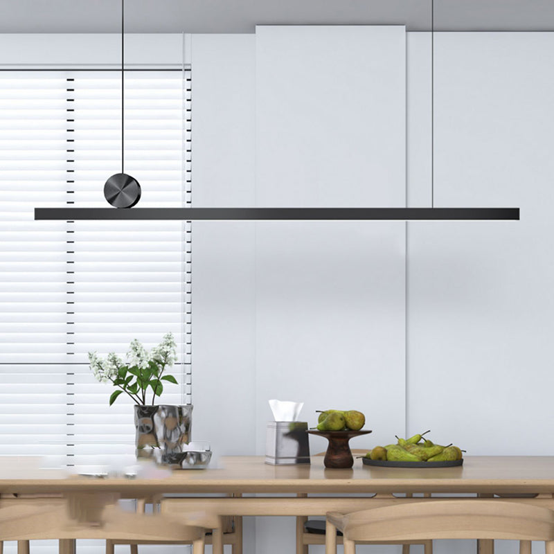 1 Light Linear Island Lights Contemporary Metal Island Pendant Fixture in Black