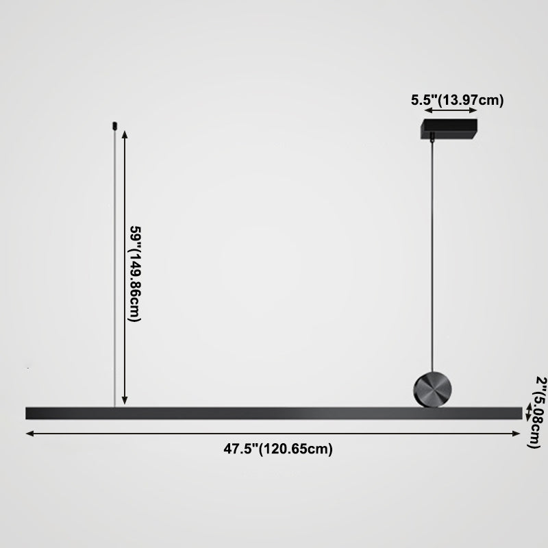 1 Light Linear Island Lights Contemporary Metal Island Pendant Fixture in Black