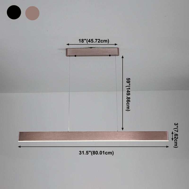 1 Light Rectangle Island Lights Contemporary Metal Island Lighting in Black