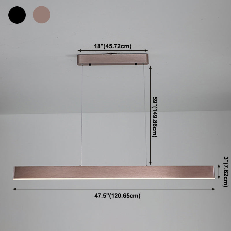 1 Light Rectangle Island Lights Contemporary Metal Island Lighting in Black