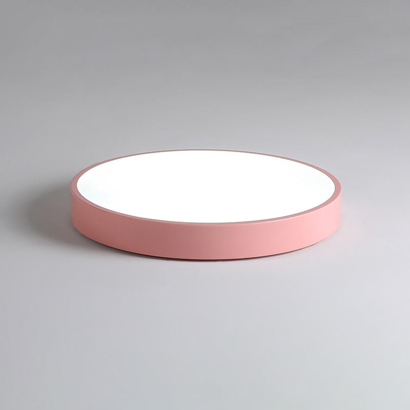 Round Shape Ceiling Lamp Modern Macaroon Iron 1 Light Flush Mount for Bedroom Balcony