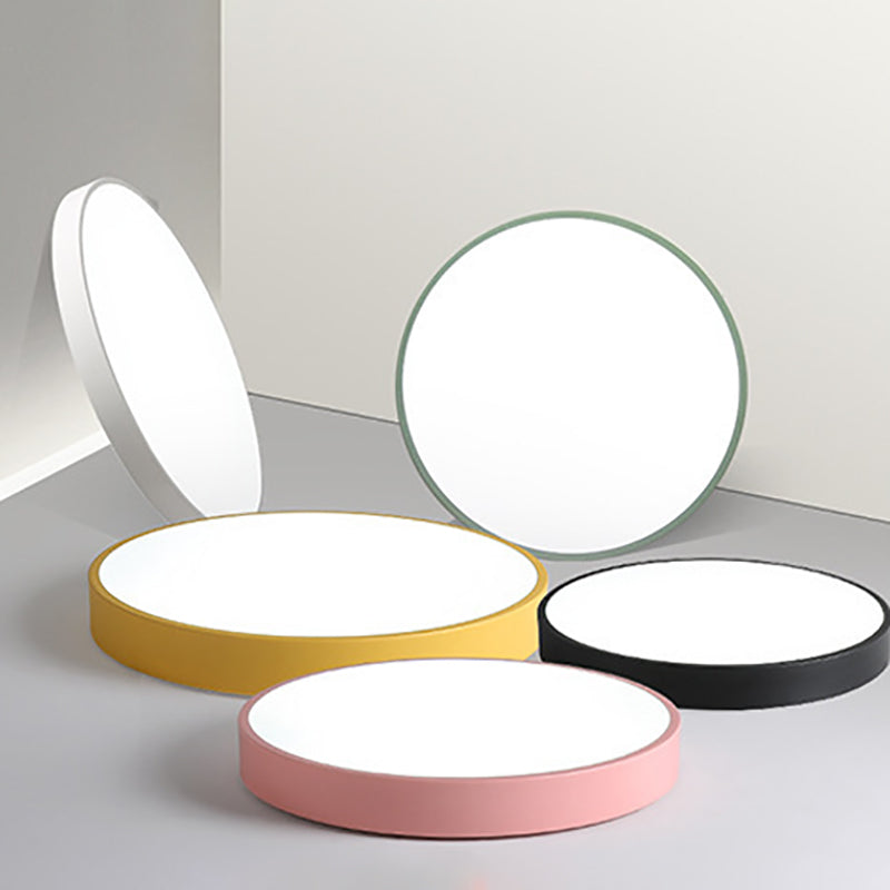 Round Shape Ceiling Lamp Modern Macaroon Iron 1 Light Flush Mount for Bedroom Balcony