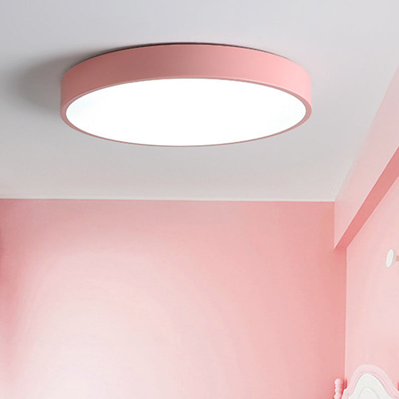 Round Shape Ceiling Lamp Modern Macaroon Iron 1 Light Flush Mount for Bedroom Balcony