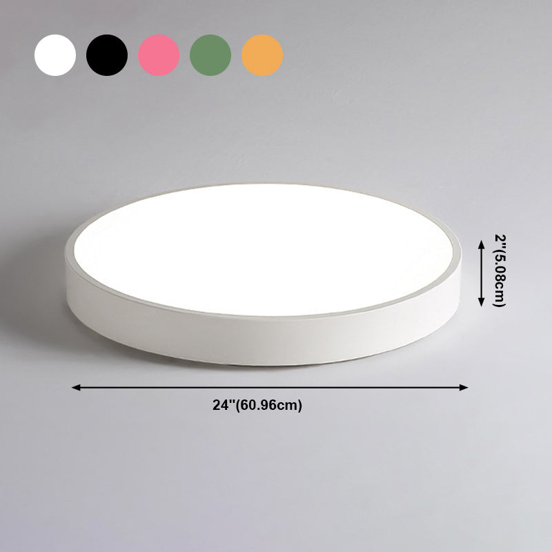 Round Shape Ceiling Lamp Modern Macaroon Iron 1 Light Flush Mount for Bedroom Balcony