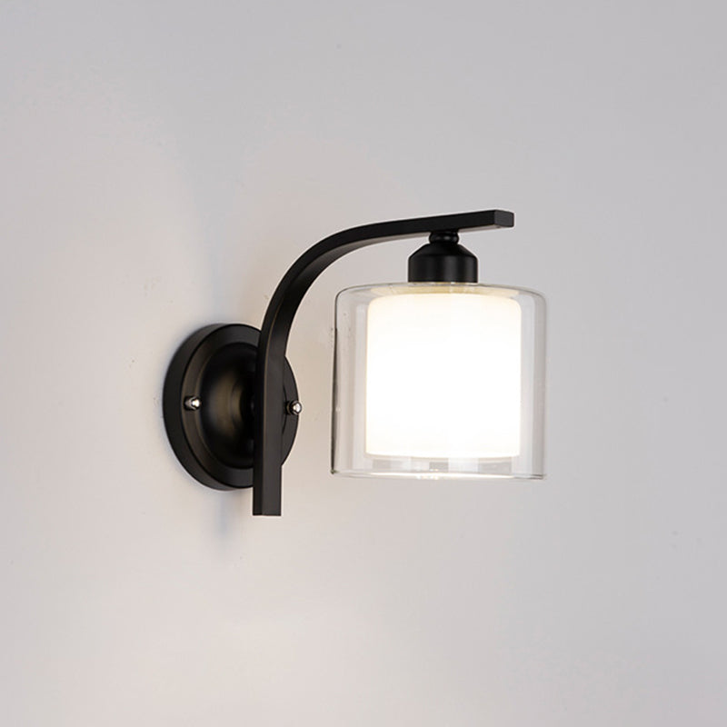 Hedendaagse stijl cilinder wand gemonteerd lichtglas 1 licht wandlamp barmonus