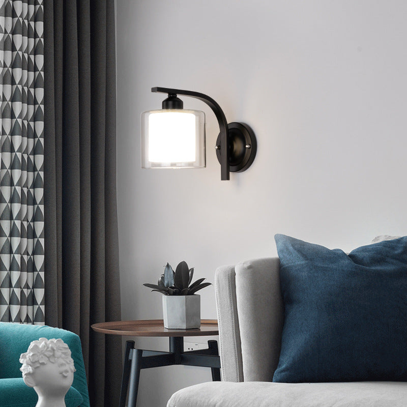 Hedendaagse stijl cilinder wand gemonteerd lichtglas 1 licht wandlamp barmonus