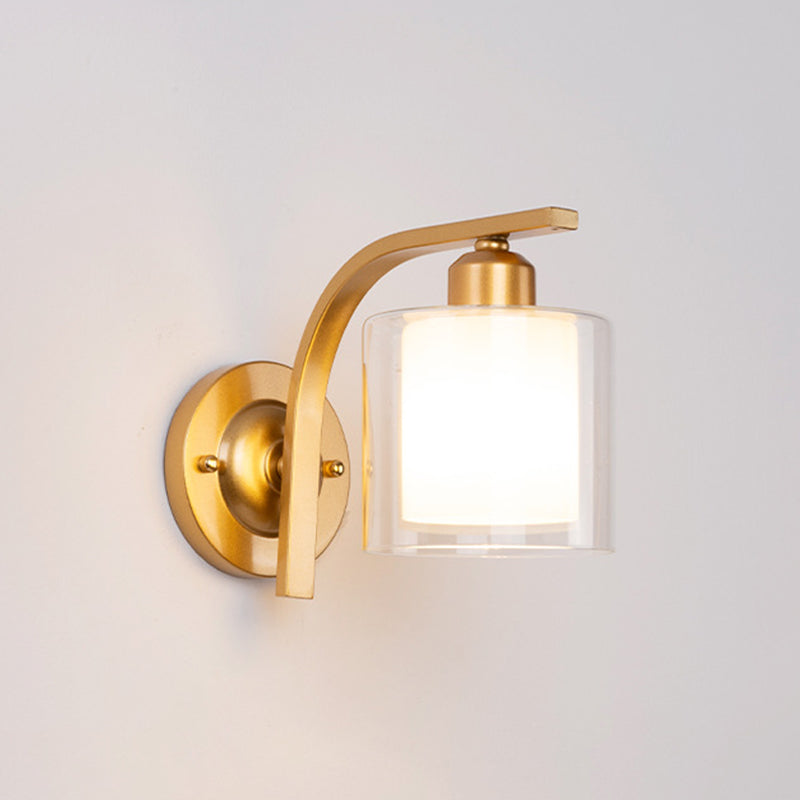 Hedendaagse stijl cilinder wand gemonteerd lichtglas 1 licht wandlamp barmonus