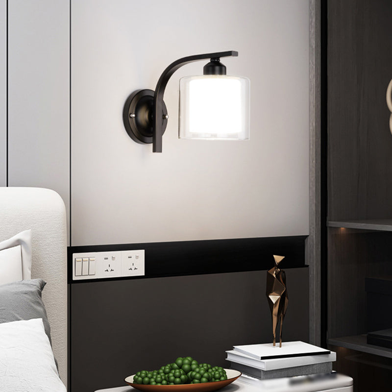 Hedendaagse stijl cilinder wand gemonteerd lichtglas 1 licht wandlamp barmonus