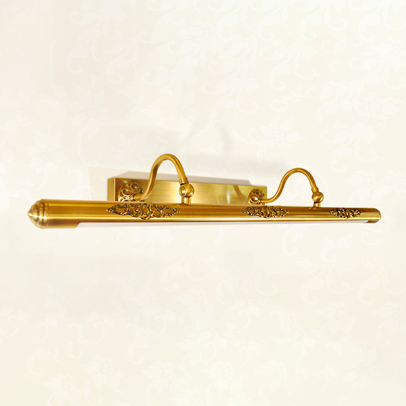 Metal Linear Shade Mirror Wall Lighting Modern 1 Light Wall Mounted Light Fixture in Gold