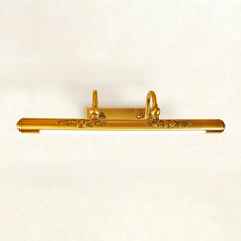 Metal Linear Shade Mirror Wall Lighting Modern 1 Light Wall Mounted Light Fixture in Gold