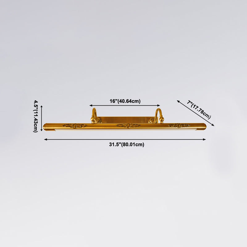 Metal Linear Shade Mirror Wall Lighting Modern 1 Light Wall Mounted Light Fixture in Gold