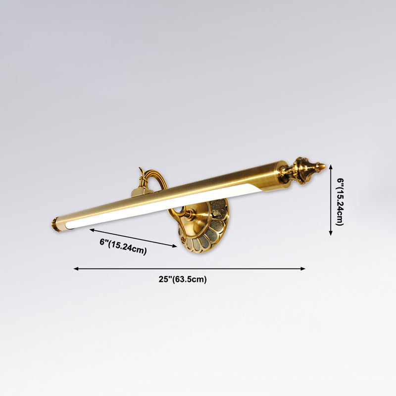 Metal Linear Shade Mirror Wall Lighting Modern 1 Light Wall Mounted Light Fixture in Gold