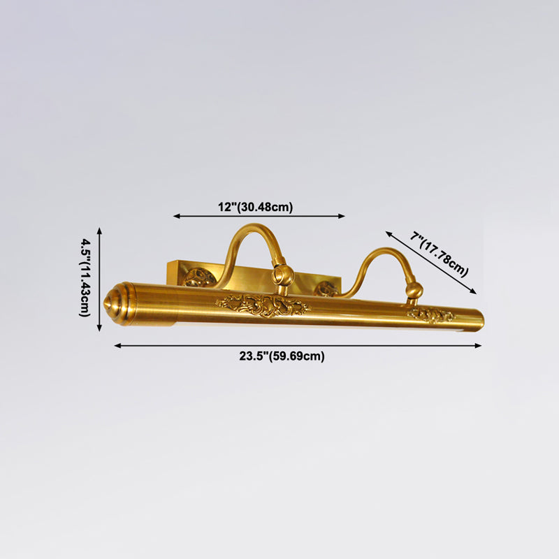 Metal Linear Shade Mirror Wall Lighting Modern 1 Light Wall Mounted Light Fixture in Gold