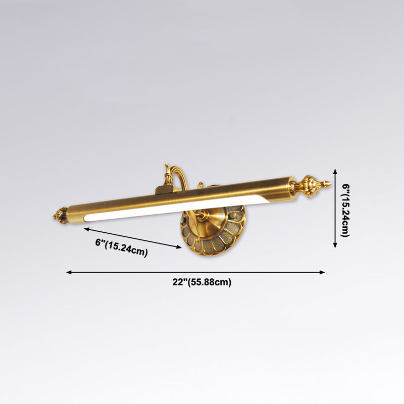 Metal Linear Shade Mirror Wall Lighting Modern 1 Light Wall Mounted Light Fixture in Gold