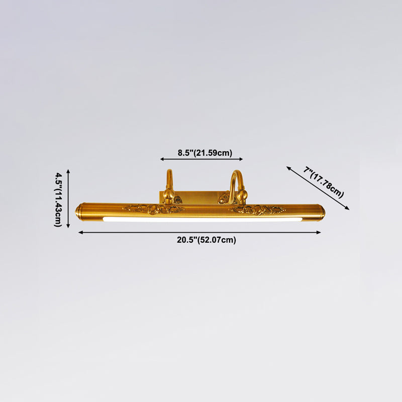 Metal Linear Shade Mirror Wall Lighting Modern 1 Light Wall Mounted Light Fixture in Gold