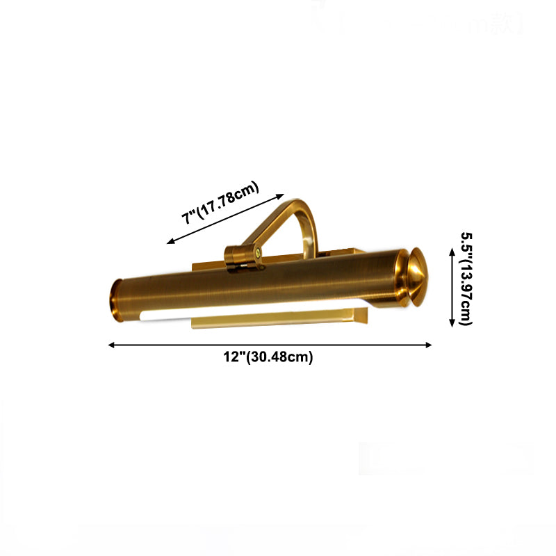 Metal Linear Shade Mirror Wall Lighting Modern 1 Light Wall Mounted Light Fixture in Gold