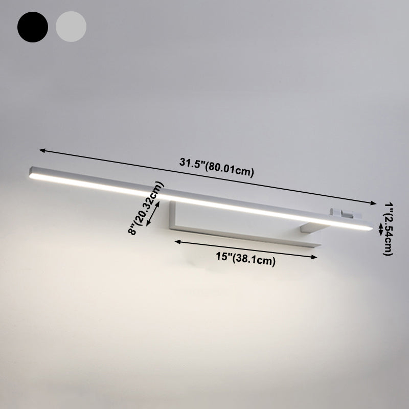 Metal Linear Shade Wall Lighting Modern Style Mirror 1 Light Wall Mounted Light Fixture