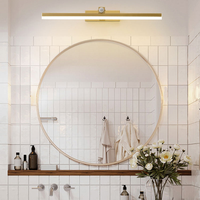 Moderner Stil Geometrischer LED-Wandlampen Metall 1-Licht Spiegel Wandbeleuchtungsideen in Gold