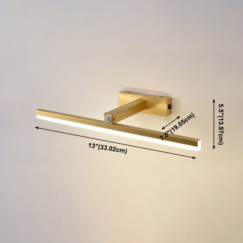 Modern Style Geometric LED Wall Lamps Metal 1-Light Mirror Wall Lighting Ideas in Gold