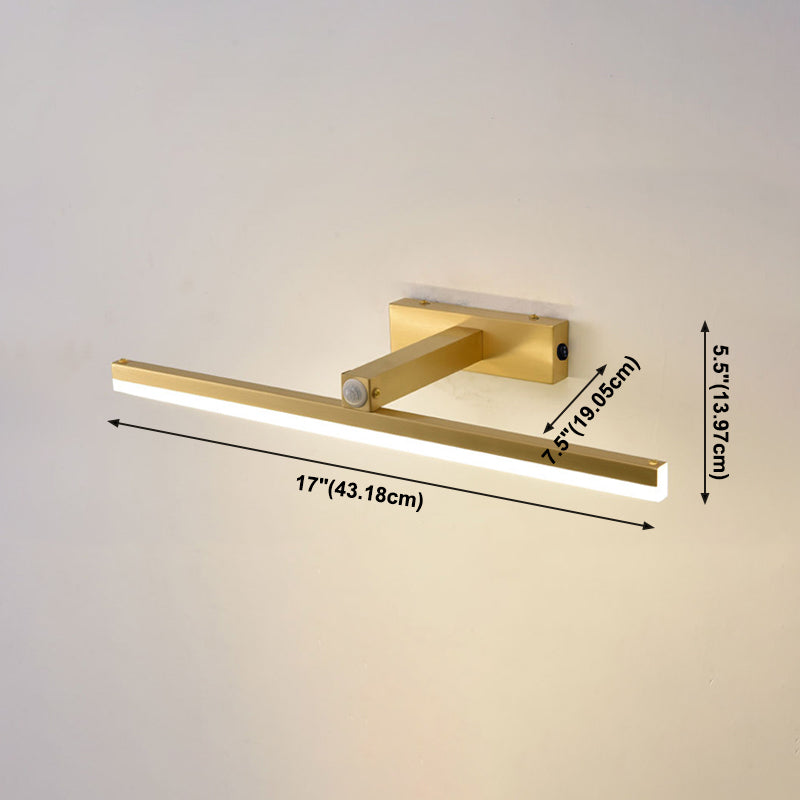 Modern Style Geometric LED Wall Lamps Metal 1-Light Mirror Wall Lighting Ideas in Gold