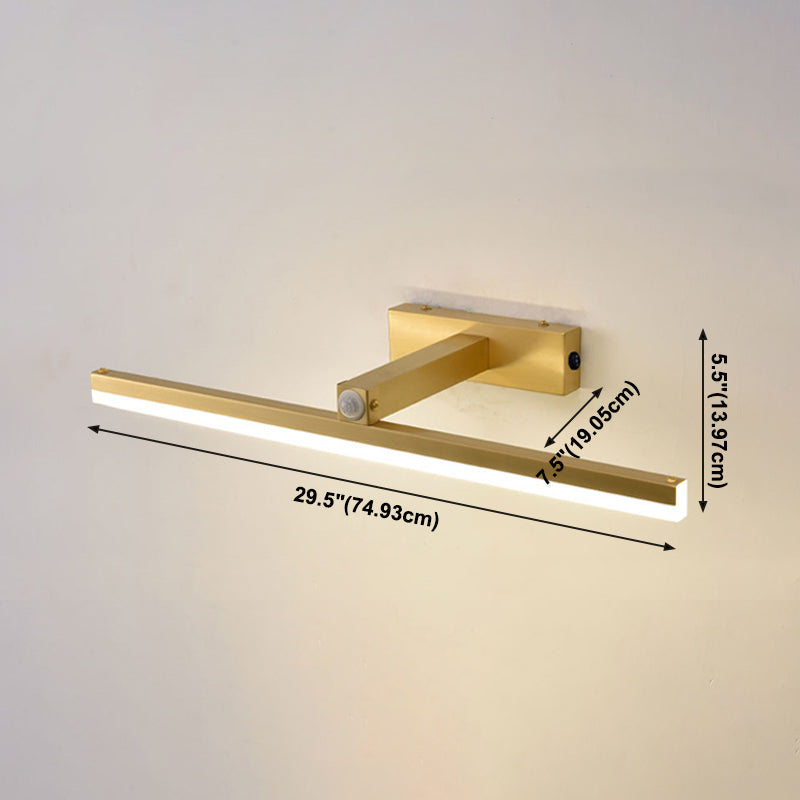 Moderner Stil Geometrischer LED-Wandlampen Metall 1-Licht Spiegel Wandbeleuchtungsideen in Gold