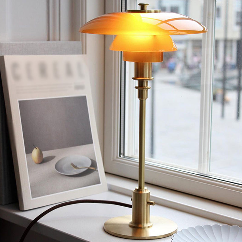 Lampada da tavolo a forma unica vetro contemporaneo 1 lampada da comodino leggero per camera da letto