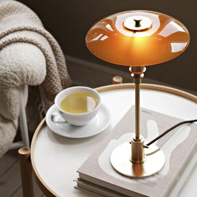 Lampada da tavolo a forma unica vetro contemporaneo 1 lampada da comodino leggero per camera da letto