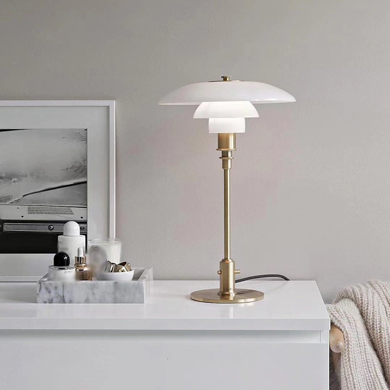 Lampada da tavolo a forma unica vetro contemporaneo 1 lampada da comodino leggero per camera da letto