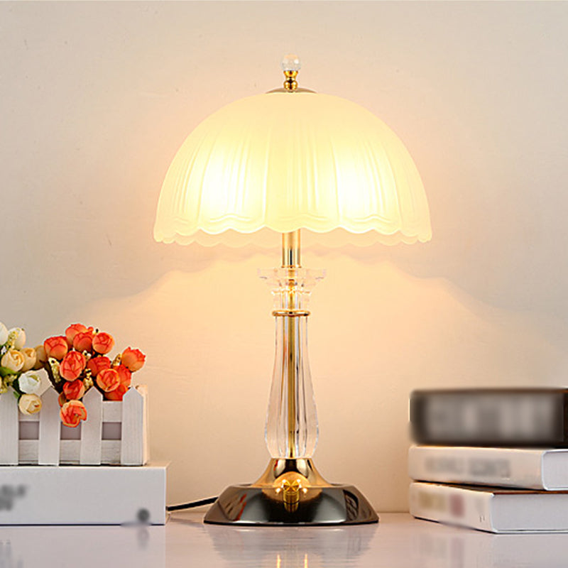 Lampada da tavolo a cupola in vetro contemporaneo 2 comodini leggeri per camera da letto in bianco