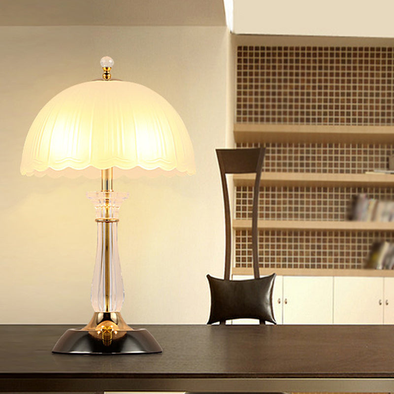 Lampada da tavolo a cupola in vetro contemporaneo 2 comodini leggeri per camera da letto in bianco