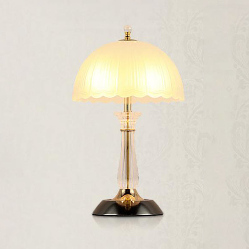 Lampada da tavolo a cupola in vetro contemporaneo 2 comodini leggeri per camera da letto in bianco