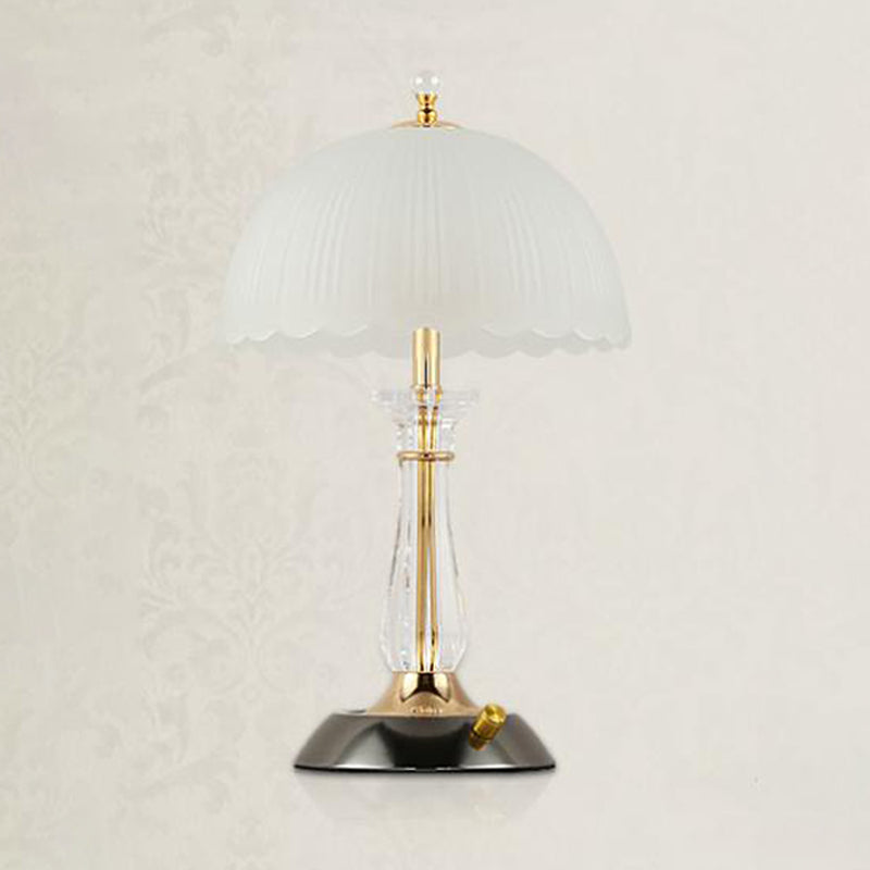 Lampada da tavolo a cupola in vetro contemporaneo 2 comodini leggeri per camera da letto in bianco