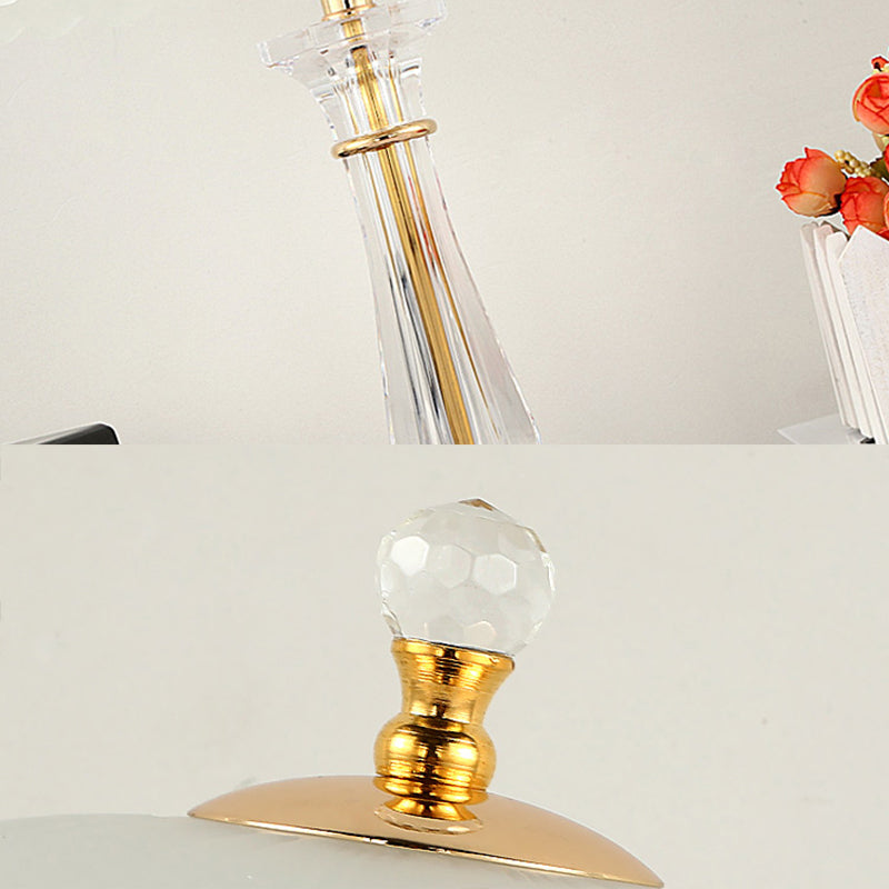 Lampada da tavolo a cupola in vetro contemporaneo 2 comodini leggeri per camera da letto in bianco