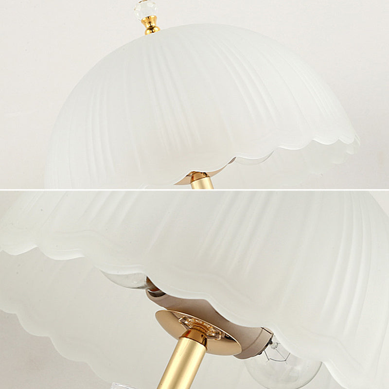 Lampada da tavolo a cupola in vetro contemporaneo 2 comodini leggeri per camera da letto in bianco