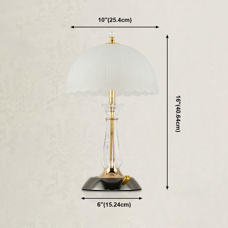 Lampada da tavolo a cupola in vetro contemporaneo 2 comodini leggeri per camera da letto in bianco