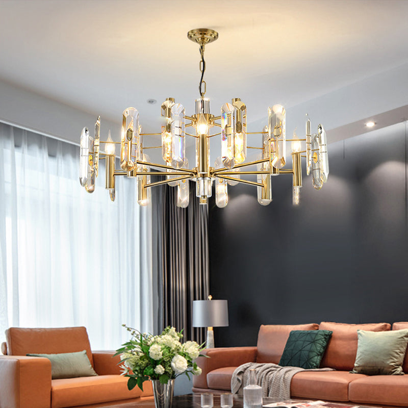 Modern Luxury Hanging Light Crystal Geometric Chandelier for Living Room