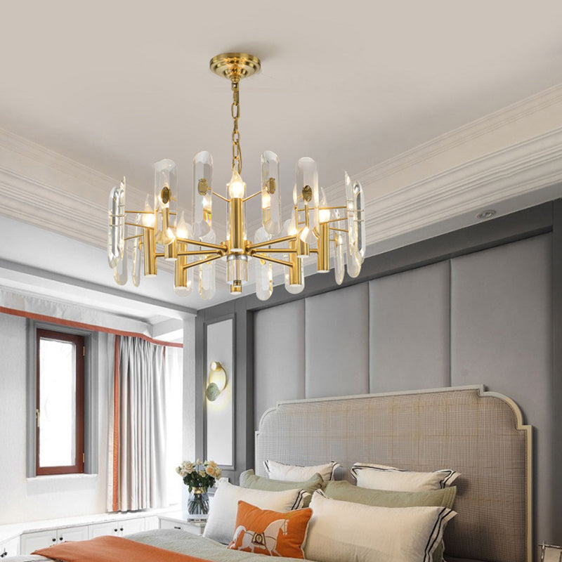 Modern Luxury Hanging Light Crystal Geometric Chandelier for Living Room