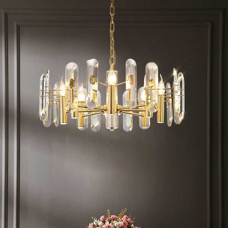 Modern Luxury Hanging Light Crystal Geometric Chandelier for Living Room