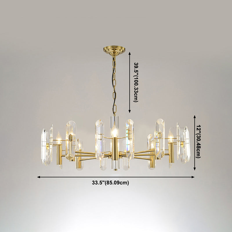 Modern Luxury Hanging Light Crystal Geometric Chandelier for Living Room