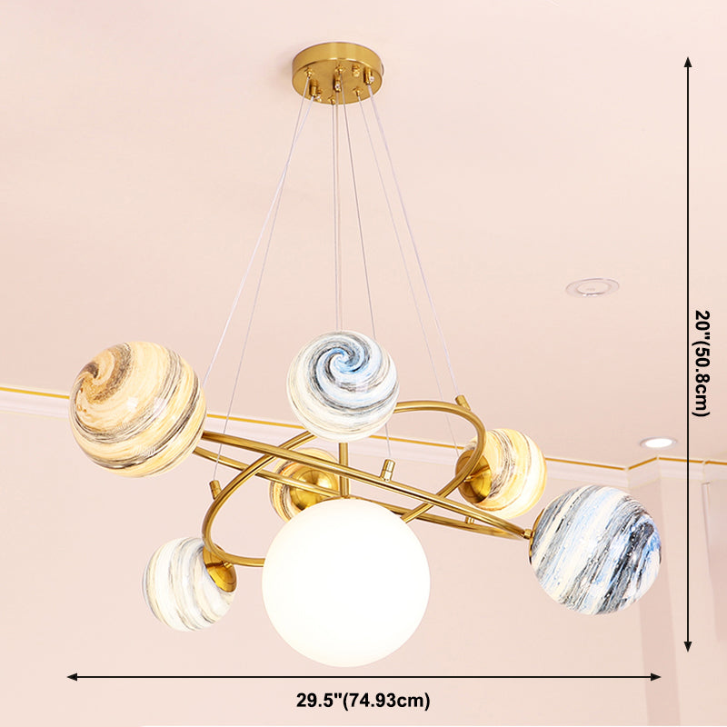 Modern Style Spherical Shape Pendant Lights Glass Chandelier Light Fixtures in Gold