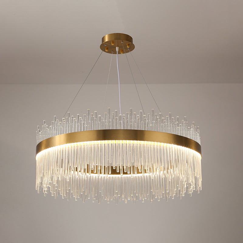 Modern Luxury LED Hanging Light Metal Linear Chandelier for Living Room