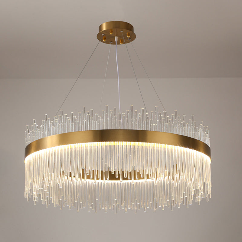Modern Luxury LED Hanging Light Metal Linear Chandelier for Living Room