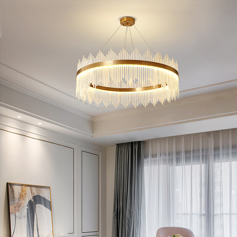 Modern Luxury LED Hanging Light Metal Linear Chandelier for Living Room