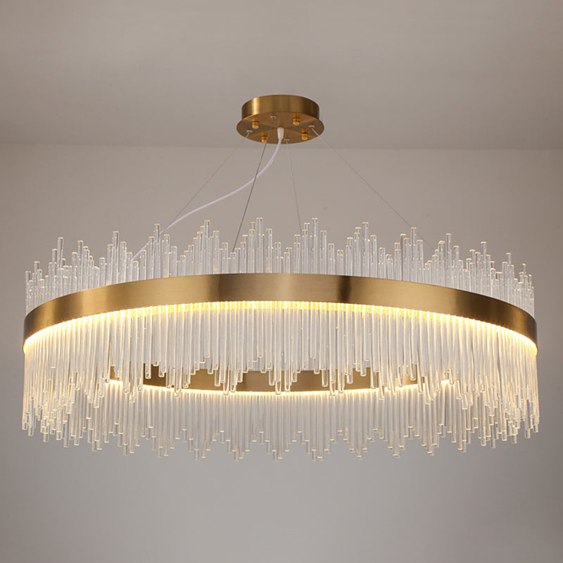 Modern Luxury LED Hanging Light Metal Linear Chandelier for Living Room