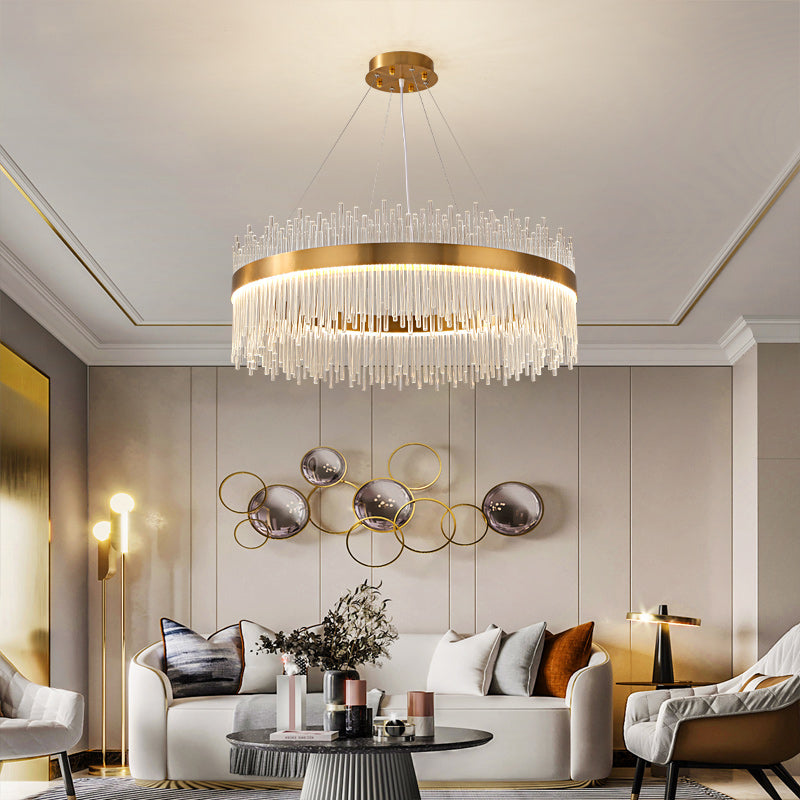 Modern Luxury LED Hanging Light Metal Linear Chandelier for Living Room