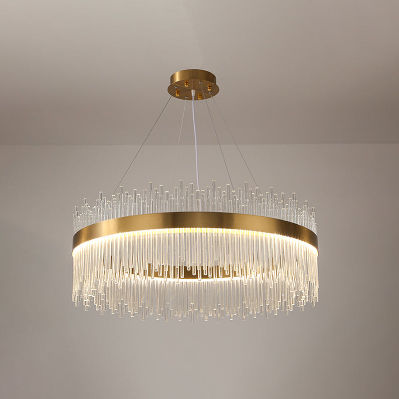 Modern Luxury LED Hanging Light Metal Linear Chandelier for Living Room