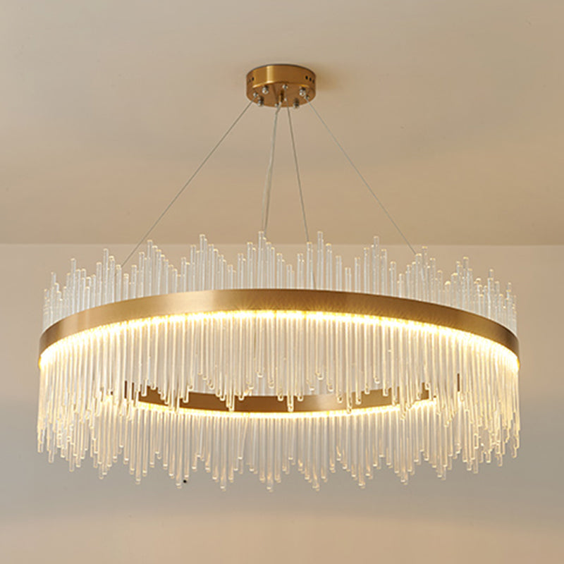 Modern Luxury LED Hanging Light Metal Linear Chandelier for Living Room