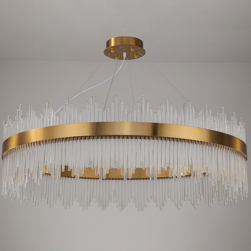 Modern Luxury LED Hanging Light Metal Linear Chandelier for Living Room