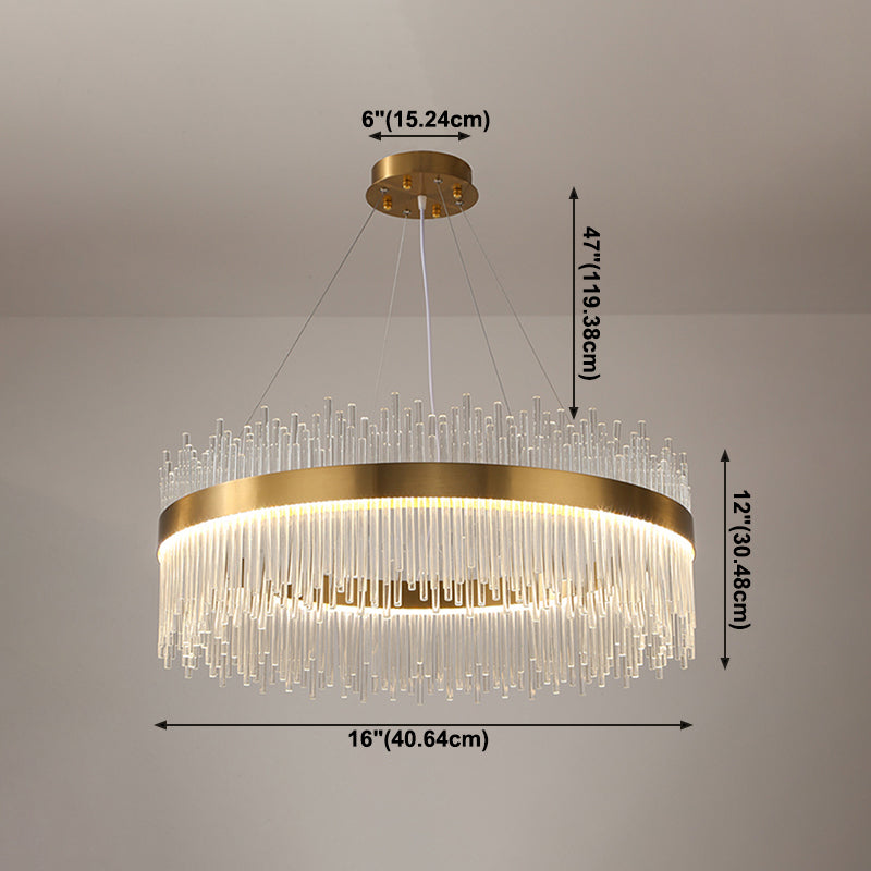 Modern Luxury LED Hanging Light Metal Linear Chandelier for Living Room