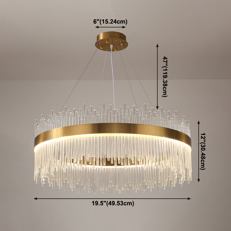 Modern Luxury LED Hanging Light Metal Linear Chandelier for Living Room